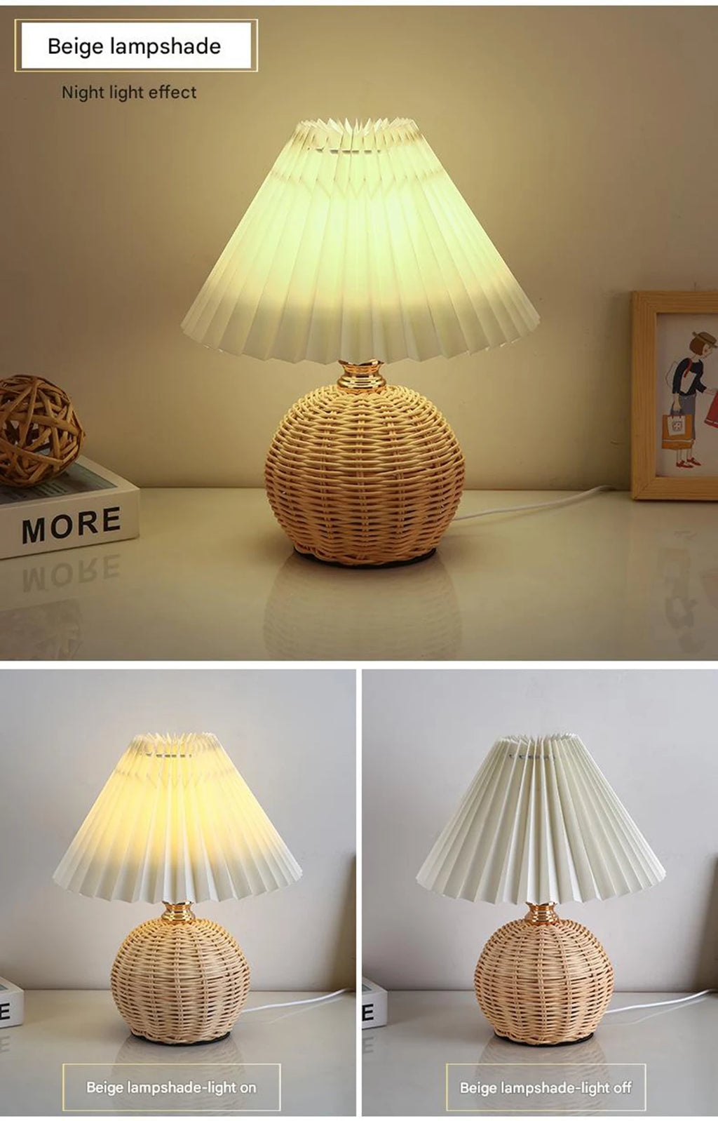Wren Rattan Bedside Lamp