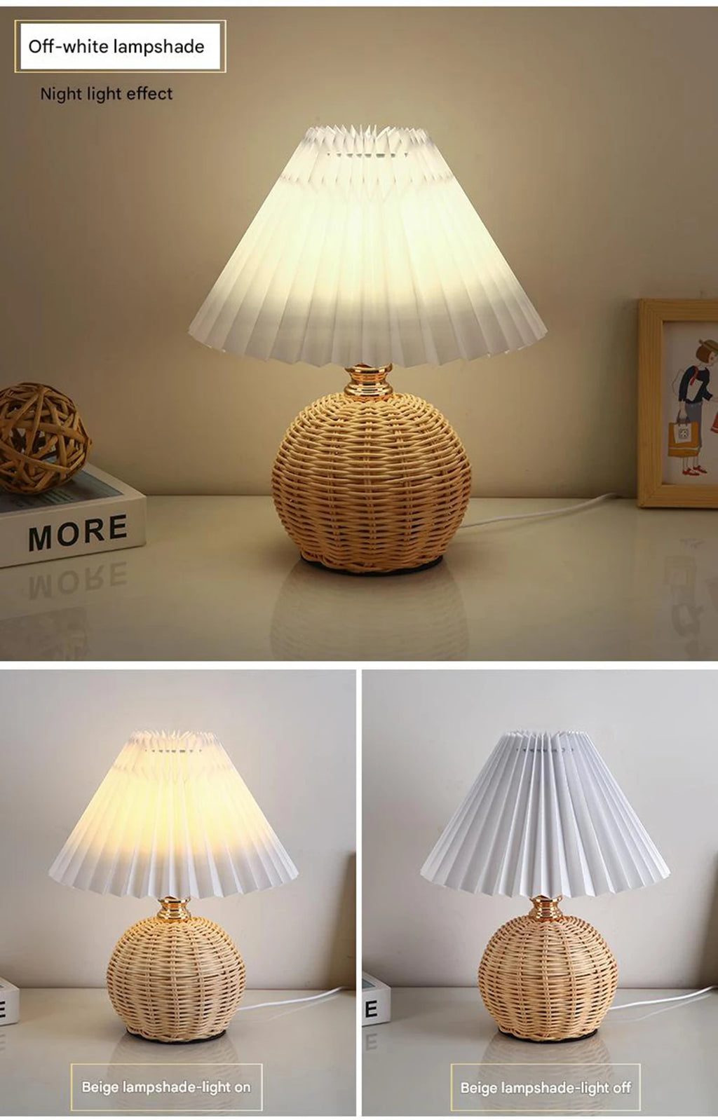 Wren Rattan Bedside Lamp